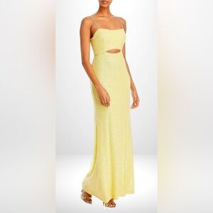 AQUA
Aqua Yellow Sequin Knit Evening Gown